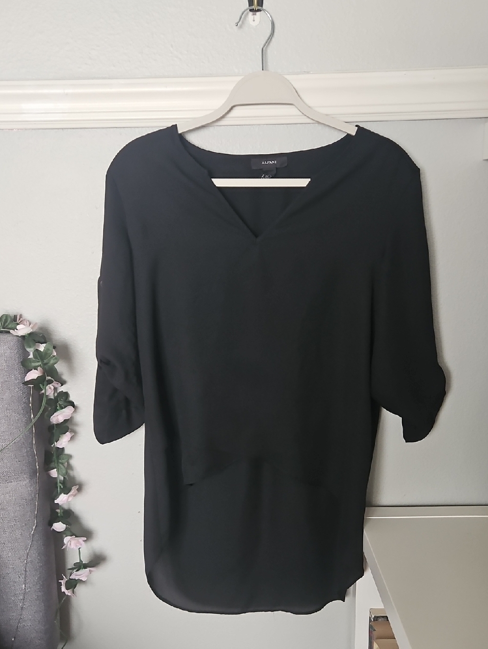 Alfani Black V-Neck Dolman Sleeve Blouse